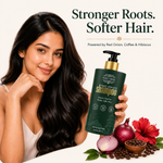 Herbs O' Shrubs Onion Strength & Shine Shampoo with Ayurvedic Ingredients | Onion, Coffee, Brahmi, Hibiscus, Green Tea & Curry Leaf | Gentle Daily Hair Cleanser for All Hair Types, 250 ml