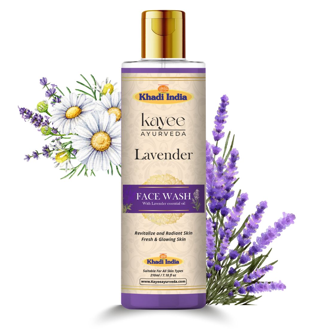 Kayee Ayurveda Lavender Face Wash for Men & Women | Herbal Facial Cleanser with Lavender for Daily Skin Care | Helps Remove Dirt, Excess Oil, Sweat & Impurities While Leaving Skin Fresh, Soft, Smooth & Refreshed | 210 ml