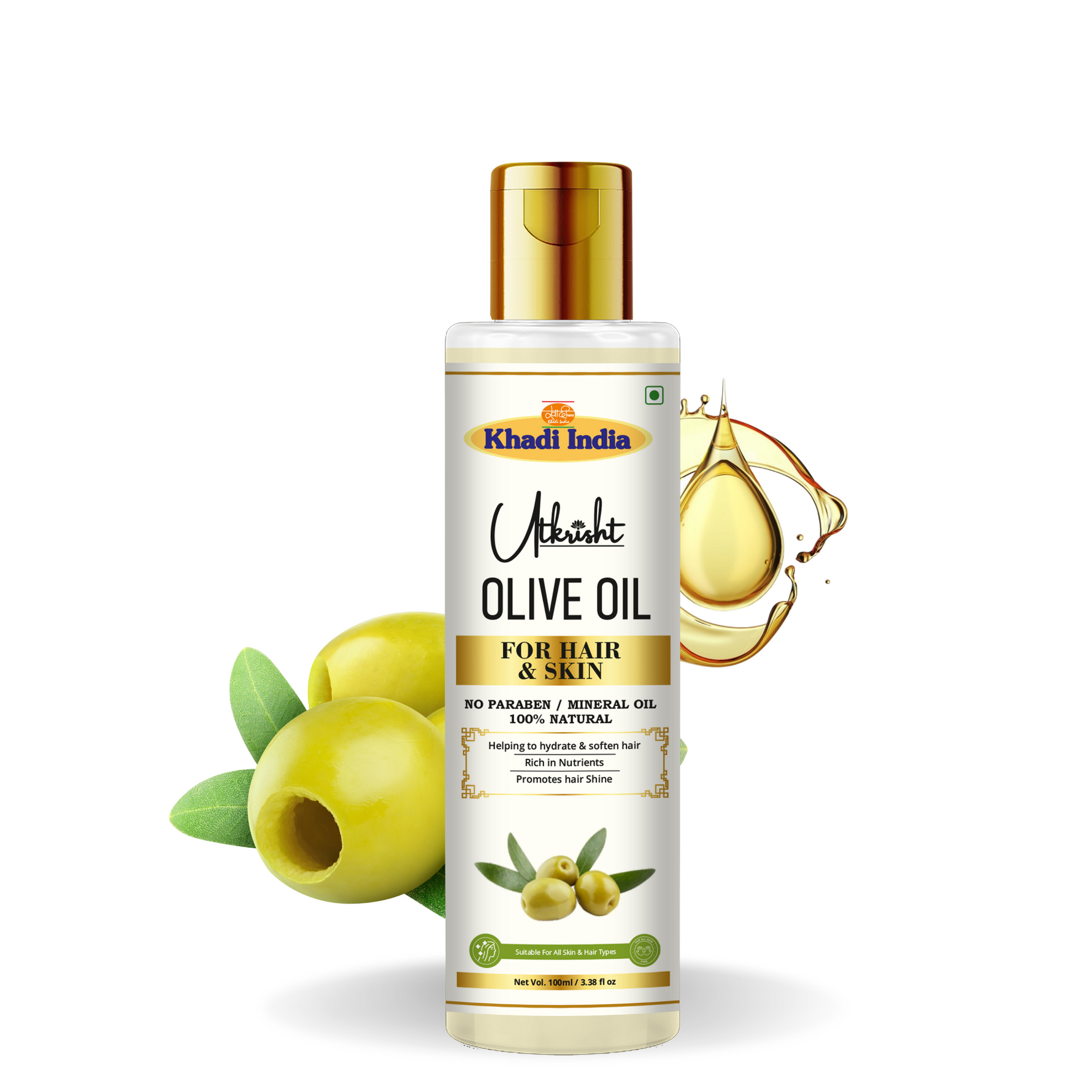 Utkrisht Khadi Olive Oil for Hair & Skin (100ml)