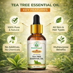 Bhudevam Naturals Khadi Tea Tree Essential Oil for Acne, Pimples, Skin Care, Hair Care, Dandruff Control, Aromatherapy & Diffuser- 15ml