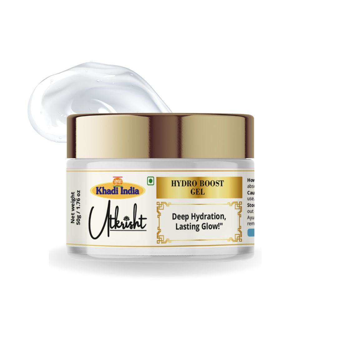 Khadi Hydro Boost Face Gel | Deep Hydration, Skin Plumping & Glow | Lightweight Non-Sticky Moisturizing Gel | For Men & Women - 50GM