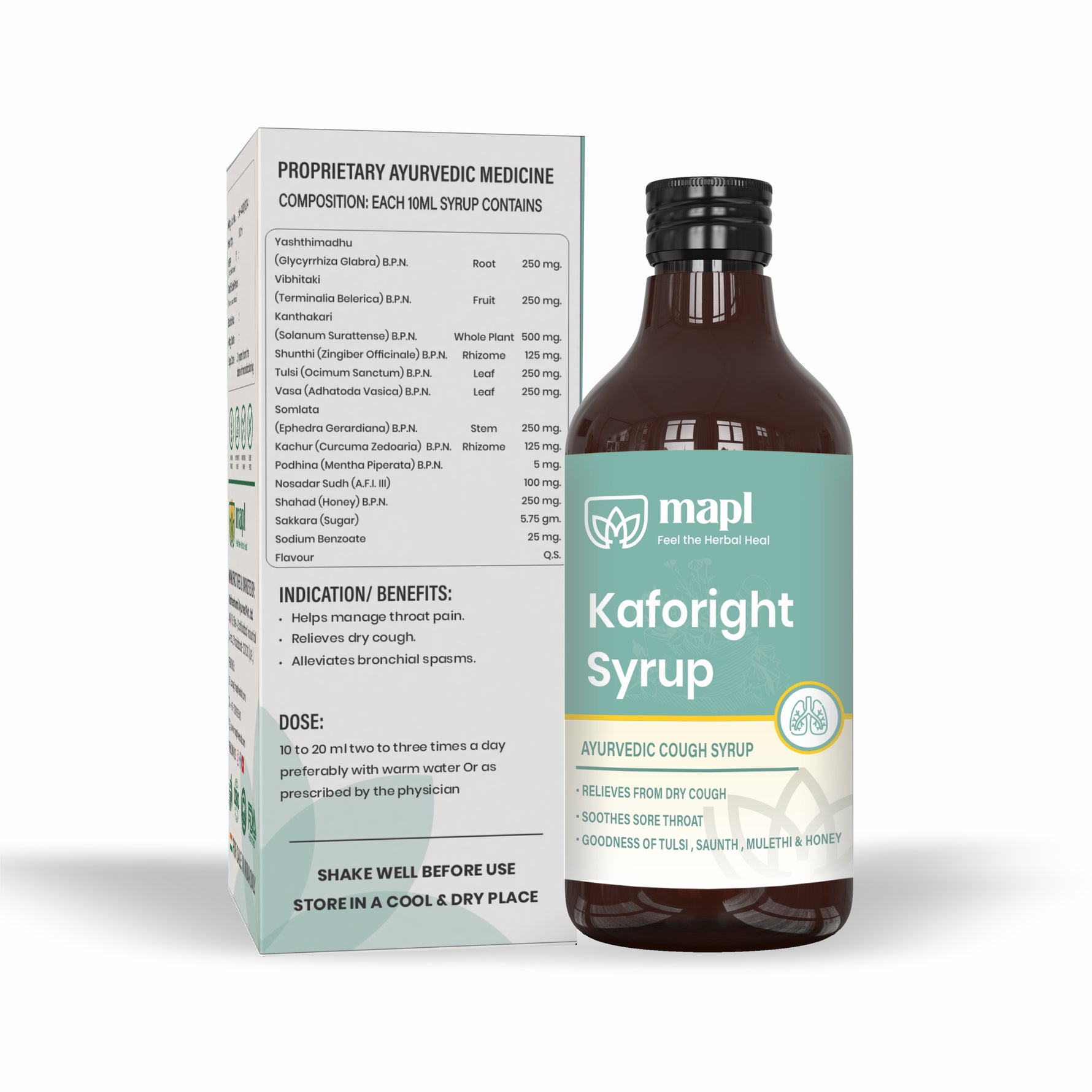 MAPL Kaforight Syrup 200ml Pack of 2 | Ayurvedic Cough & Cold Relief | Respiratory Wellness & Immunity Support