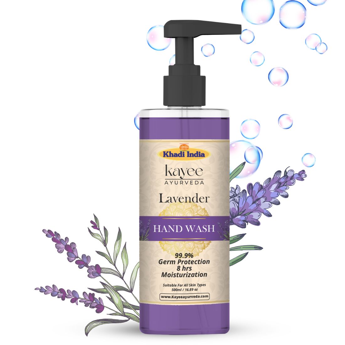 Kayee Ayurveda Lavender Hand Wash | Gentle Herbal Liquid Hand Wash with Lavender | Cleansing Hand Wash for Clean, Fresh & Soft-Feeling Hands | Daily Hand Hygiene with Refreshing Floral Fragrance | Suitable for Everyday Use | 500 ml