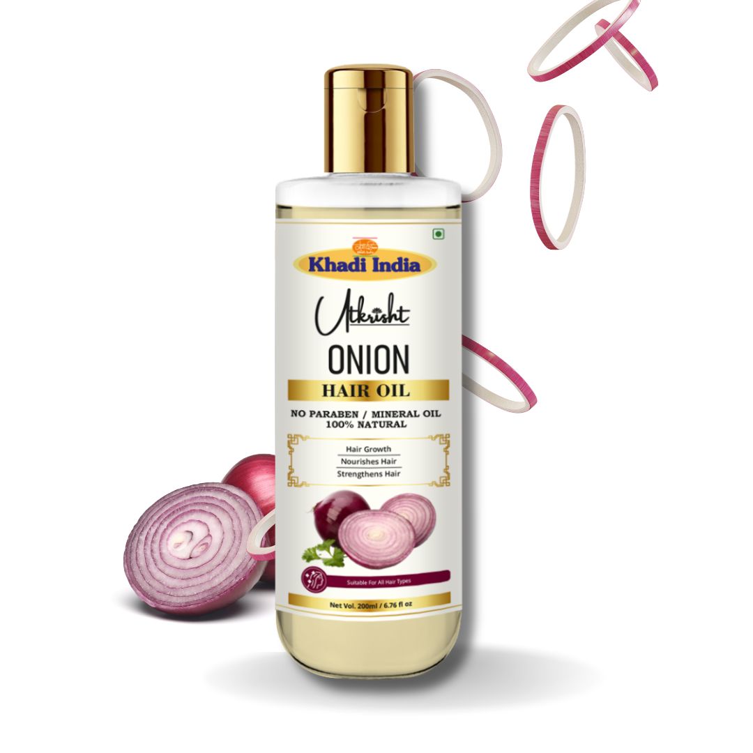 Utkrisht Khadi Pure Onion Hair Oil | For Hair Fall Control, Hair Growth & Scalp Nourishment