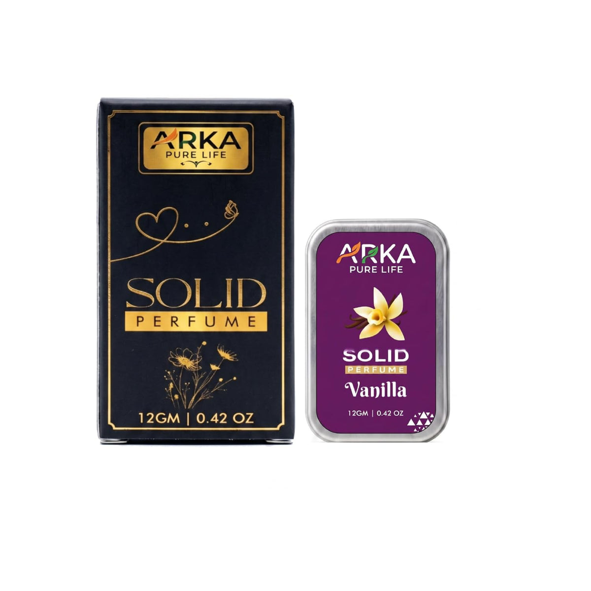 Arka Pure Life Premium Vanilla Solid Perfume – Warm & Pleasant Fragrance Balm for Men & Women, Compact & Travel-Friendly – 12g
