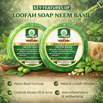 Bhudevam Naturals Khadi Neem & Basil Loofah Soap – Skin Purifying Exfoliating Soap Bar for Daily Use - 250GM (Pack of 2)