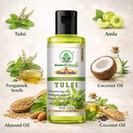 Bhudevam Naturals Khadi Tulsi Hair Oil Reduces Hair Fall & Strengthens Roots Naturally- 210ML