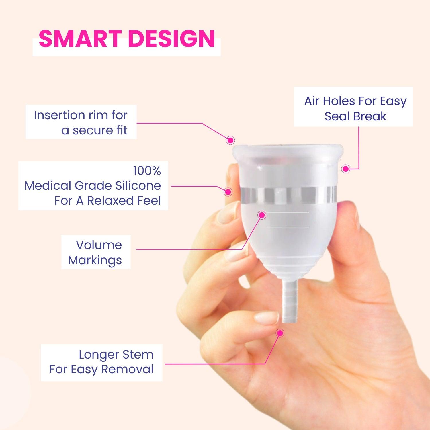 Mildcares Reusable Menstrual Cup with Cup Wash 100ml for Women ph. balance - Ultra Soft, Odor and Rash Free, No Leakage, Protection for Up to 10-12 Hours