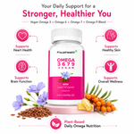 Fixuphealth Omega 3 6 7 9 Vegetarian Capsules with Flaxseed Oil & Sea Buckthorn Capsule | Vegan Plant Based Omega Supplement for Hair, Skin, Brain, Muscle, Bone & Joint Health | 60 Veg Capsules