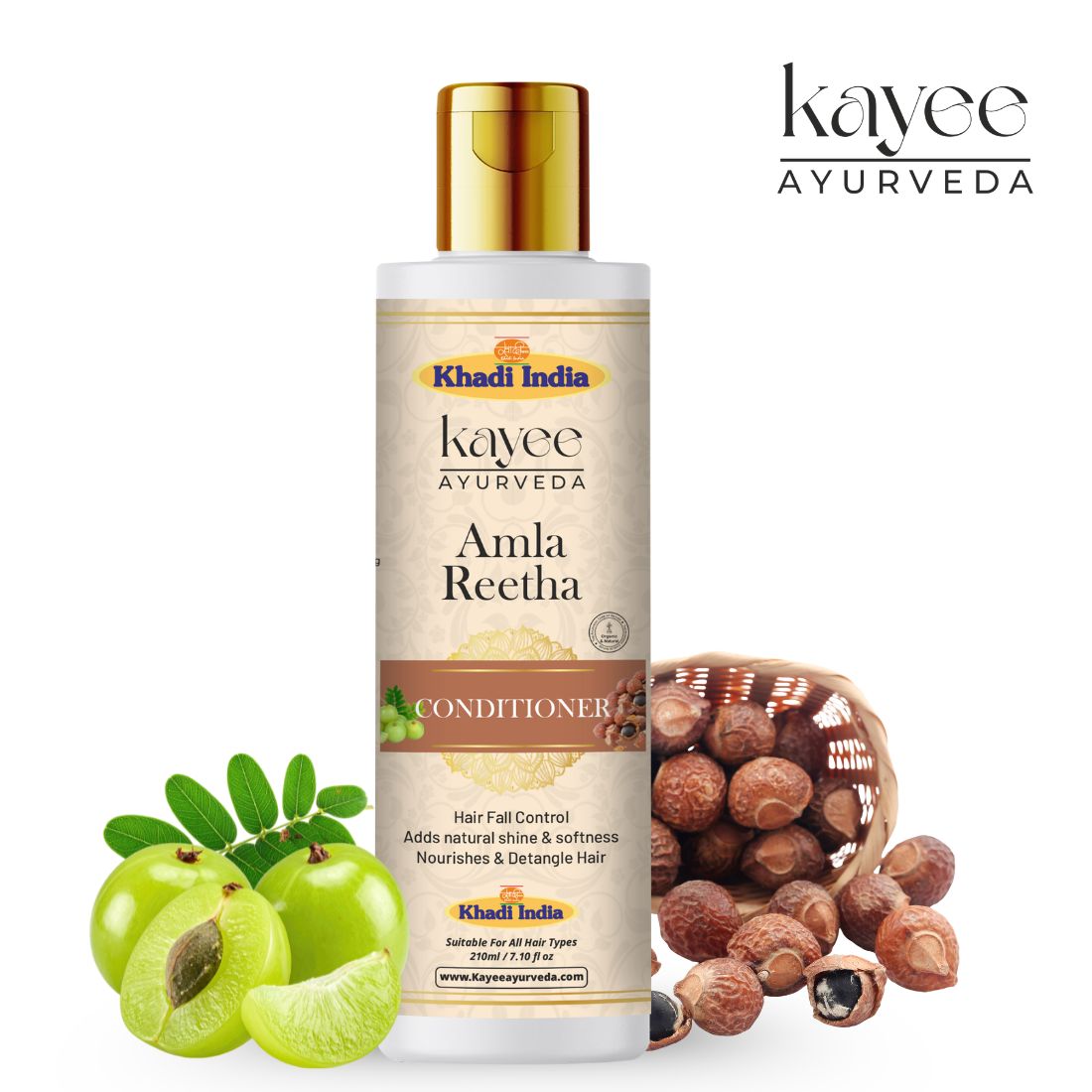 Kayee Ayurveda Amla Reetha Hair Conditioner for Men & Women | Herbal Conditioner for Dry, Dull & Frizzy Hair | Helps Condition Hair, Improve Manageability, Reduce Roughness & Maintain Soft, Smooth & Healthy-Looking Hair | 210 ml