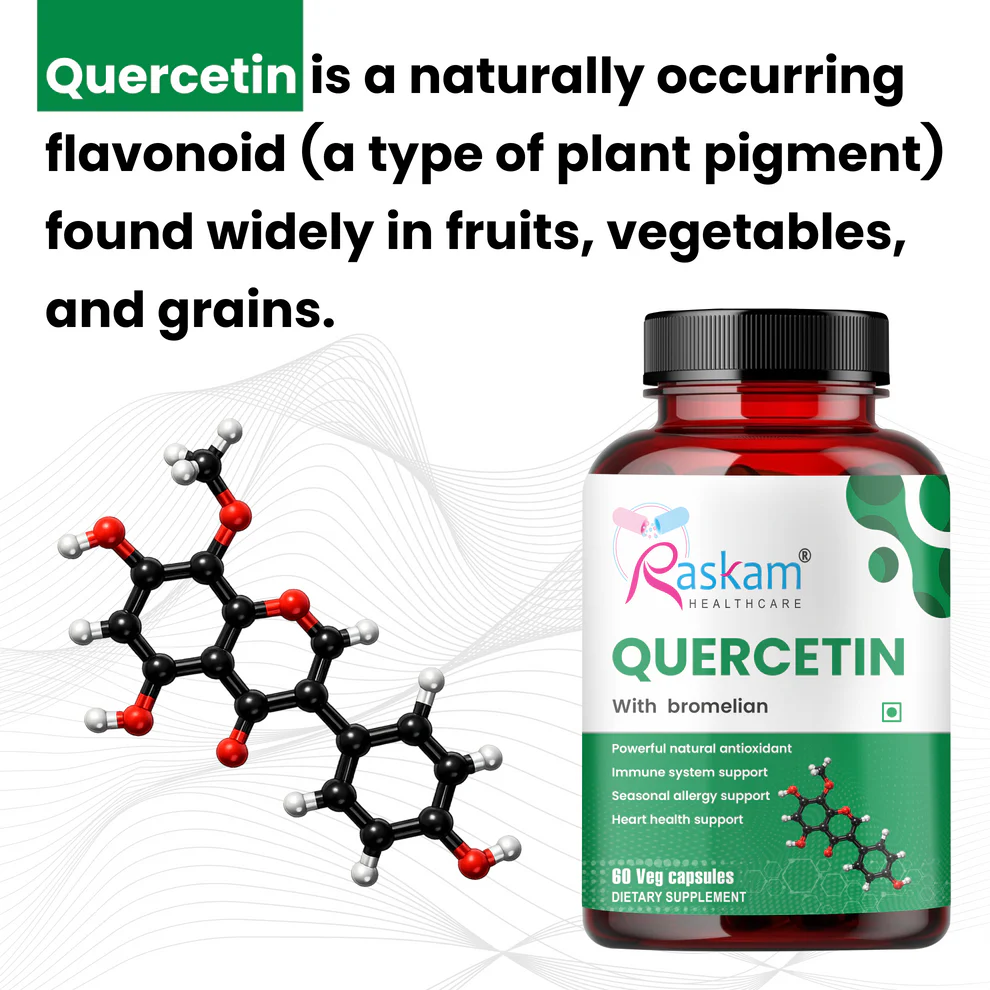 Raskam Healthcare Quercetin with Bromelain Capsules | 60 Veg Capsules