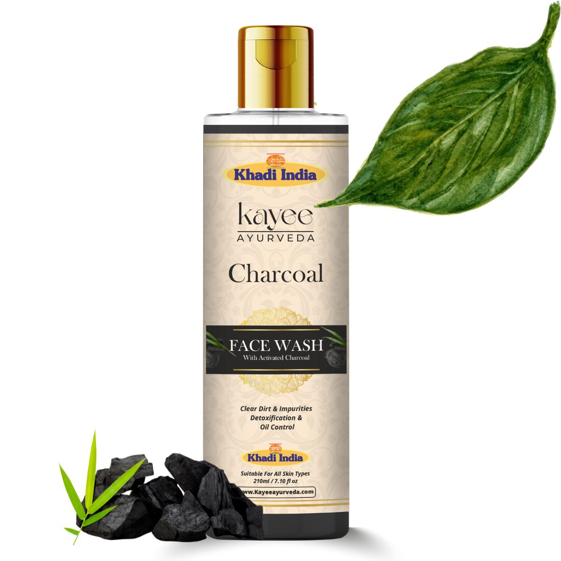 Kayee Ayurveda Activated Charcoal Face Wash for Oily & Combination Skin | Deep Pore Cleansing Facial Cleanser | Helps Remove Excess Oil, Dirt, Sweat & Daily Impurities While Leaving Skin Fresh, Soft & Refreshed | 210 ml