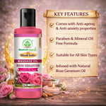 Bhudevam Naturals Rose Geranium Spa Therapy Massage Oil for Muscle Relaxation, Skin Care & Deep Hydration- 210ML