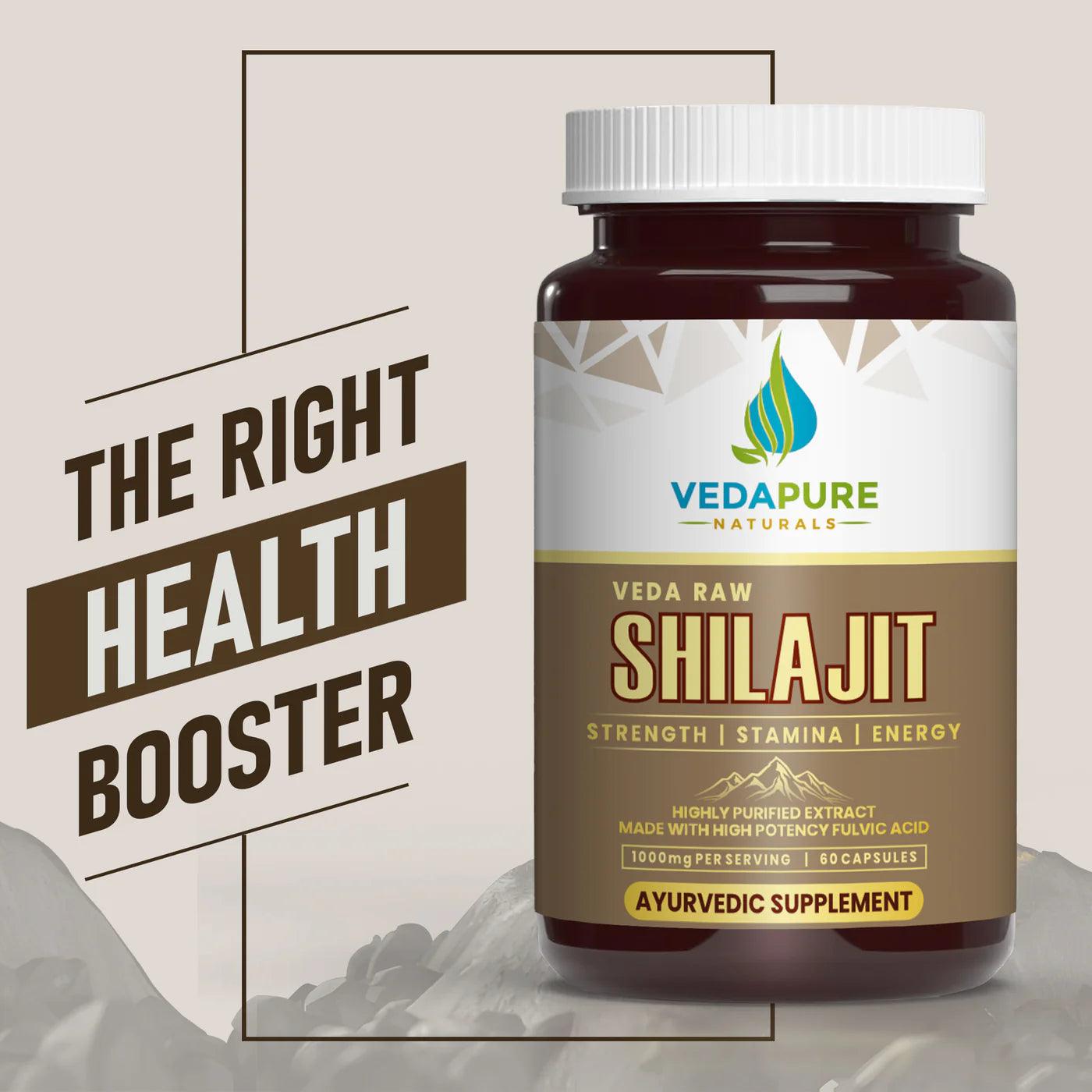 Vedapure Naturals Raw Shilajit Capsules for Strength & General Health-60 Capsules