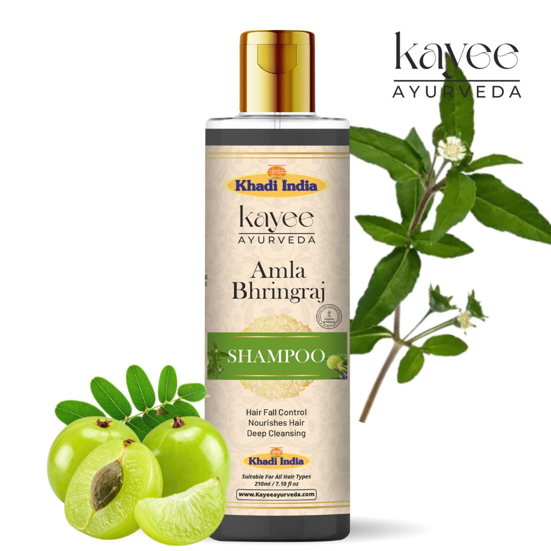 Kayee Ayurveda Amla Bhringraj Shampoo for Hair Growth & Hair Fall Care | Herbal Ayurvedic Shampoo with Amla & Bhringraj for Scalp Cleansing, Hair Nourishment, Strength, Smoothness & Natural Shine | 210 ml