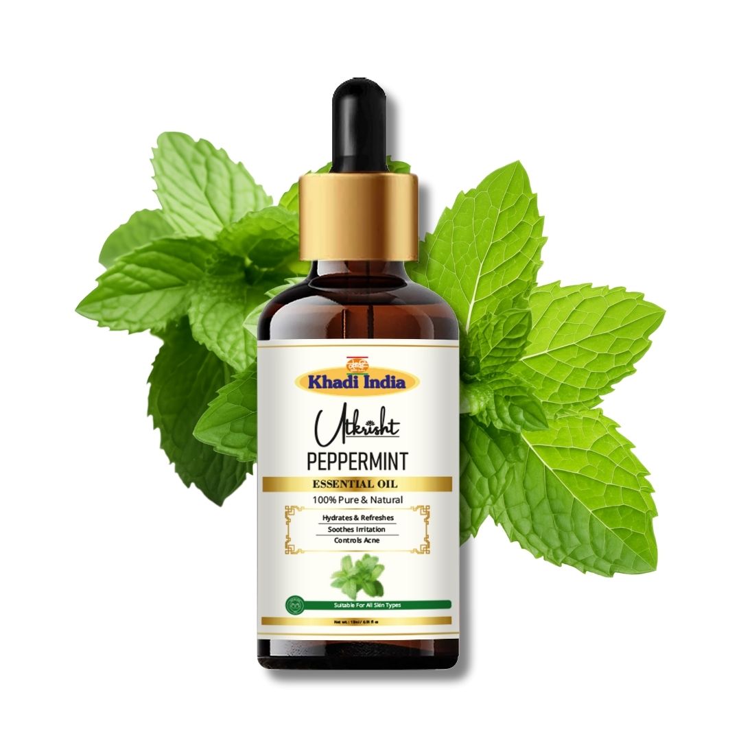 Khadi Peppermint Essential Oil | Pure & Natural Peppermint Oil for Hair & Scalp Care | Herbal Essential Oil for Dandruff & Scalp Refreshing | Cooling Aroma for Hair Care & Aromatherapy | 15 gm