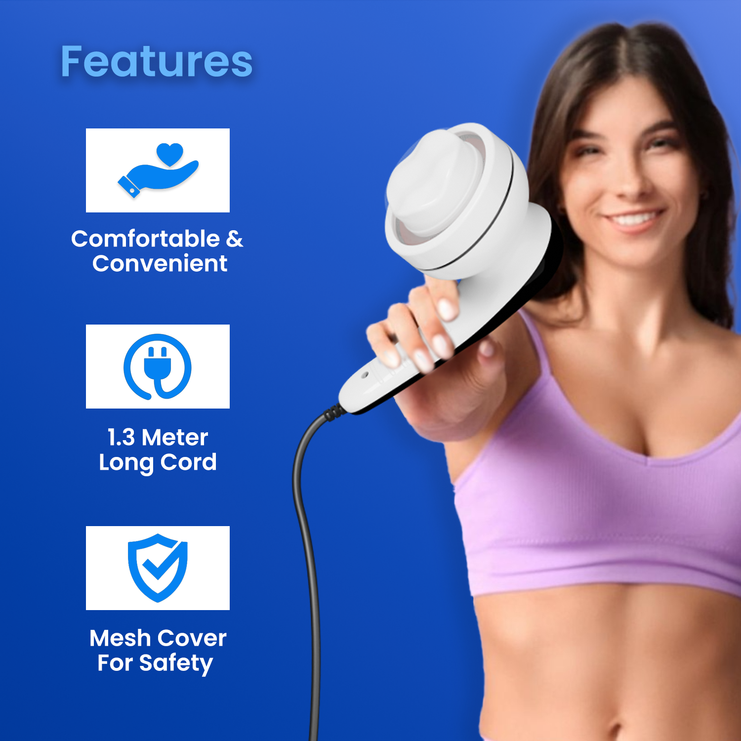 Medtech Manipol Electric Body Massager 4 Heads Adjustable Speed Corded MPV1-AL Massager (Black)