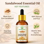 Bhudevam Naturals Khadi Sandalwood Essential Oil for Skin Care, Aromatherapy, Meditation, Diffuser & Massage -15ml