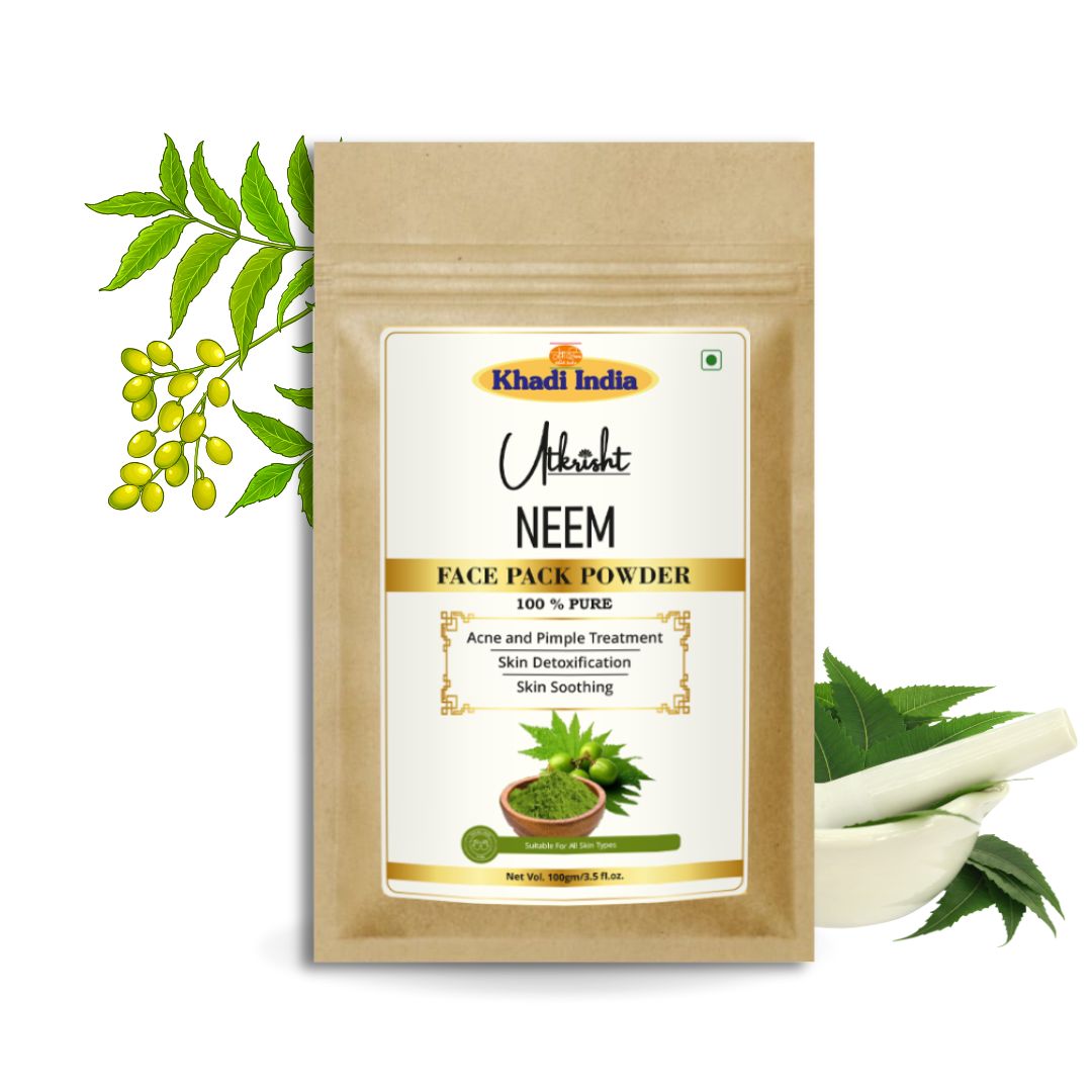 Khadi Neem Powder for Face & Hair | 100% Natural & Pure Neem Leaf Powder | Helps Control Acne, Pimples & Dandruff | Skin Purifying & Scalp Cleansing | For All Skin Types