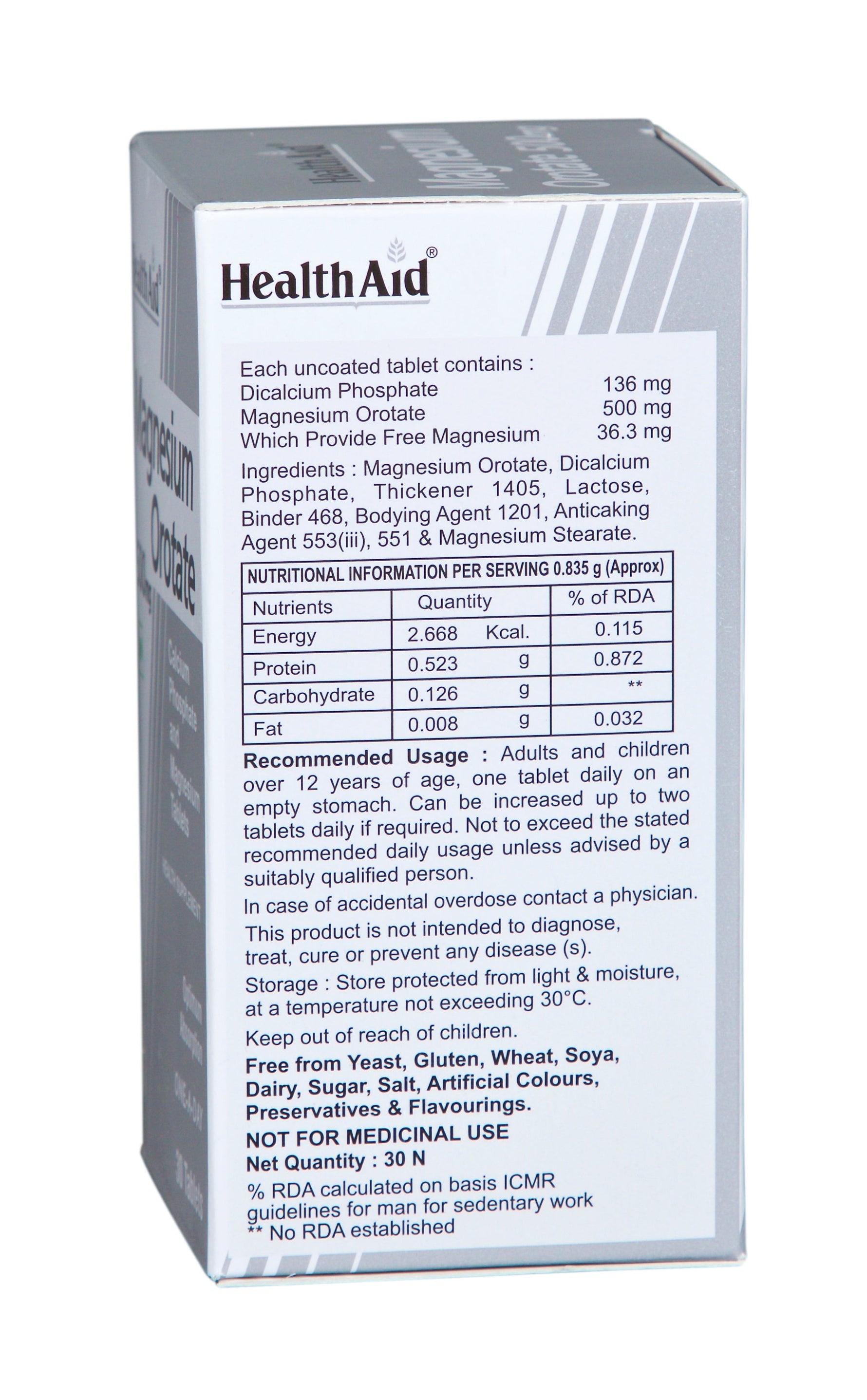 Healthaid Magnesium Orotate 500mg Tablet - 30 Tablet