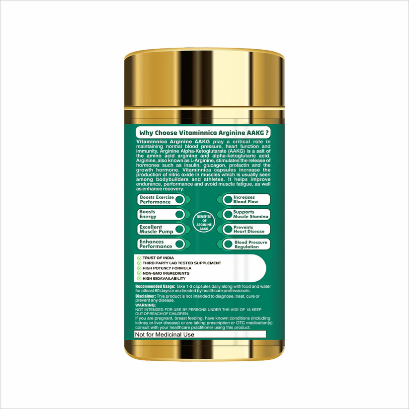 Vitaminnica Pump Expert Arginine AAKG Capsules - Nitric Oxide Muscle Pump Booster, 60 Count