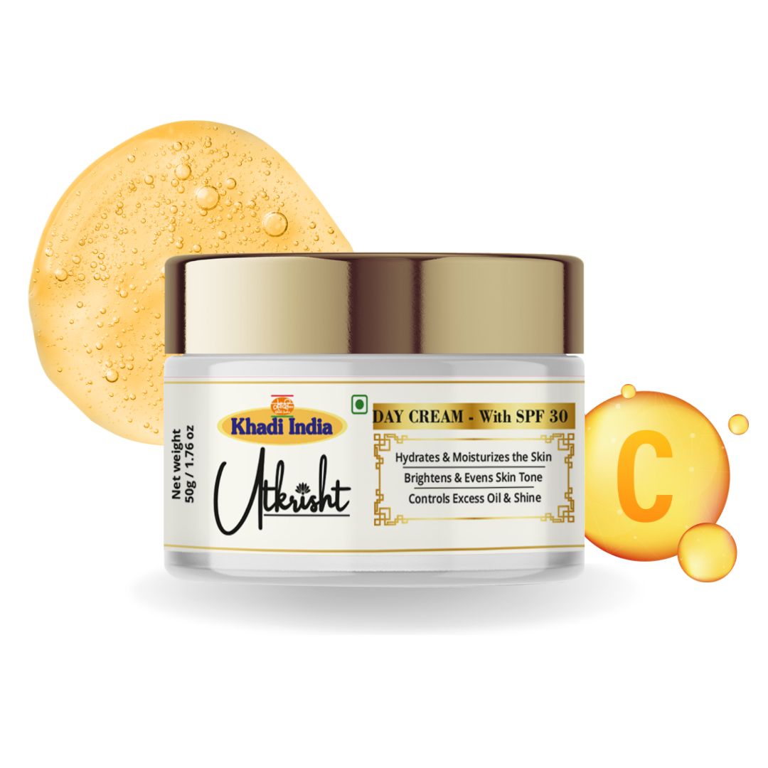 Utkrisht Khadi Pure Day Cream (50g) | Lightweight Hydration, SPF Sun Protection & Glowing Skin