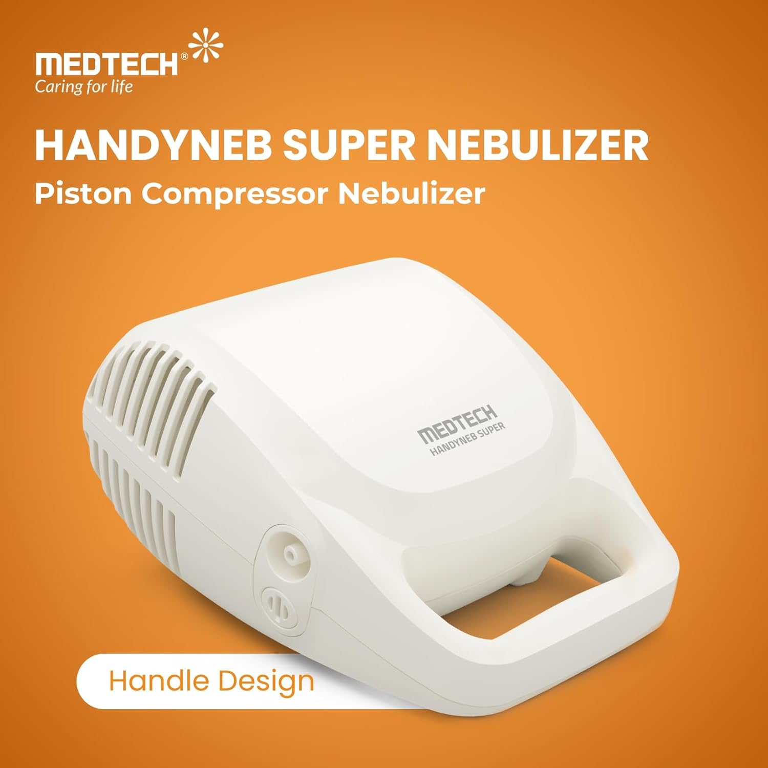 MEDTECH® Handyneb Super Ultra Compact and Low Noise Compressor Nebulizer Machine with Complete Mask Kit for Adult and Child (White)