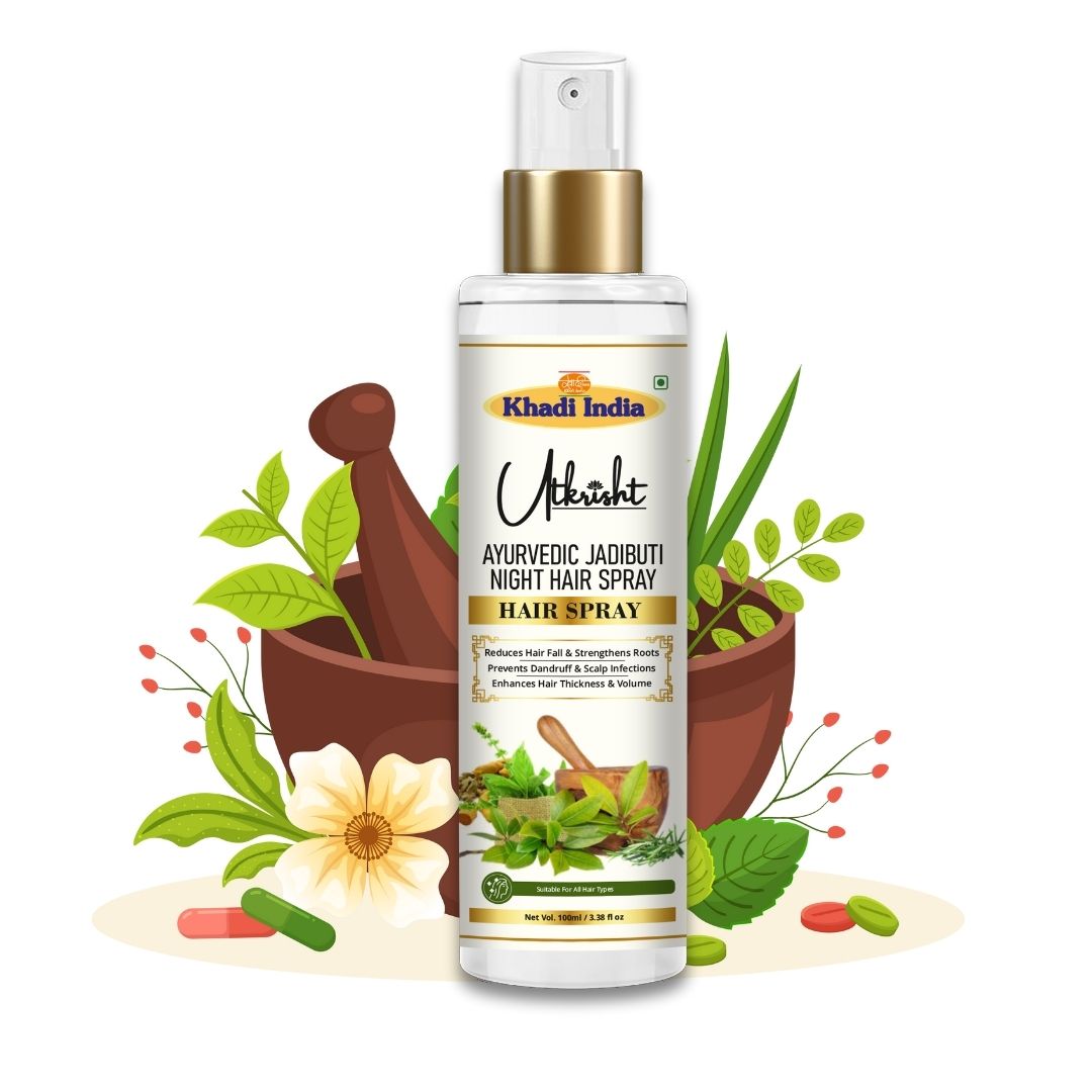 Utkrisht Khadi Pure Jadibooti Hair Spray | Ayurvedic Scalp Tonic for Hair Growth & Hair Fall Control