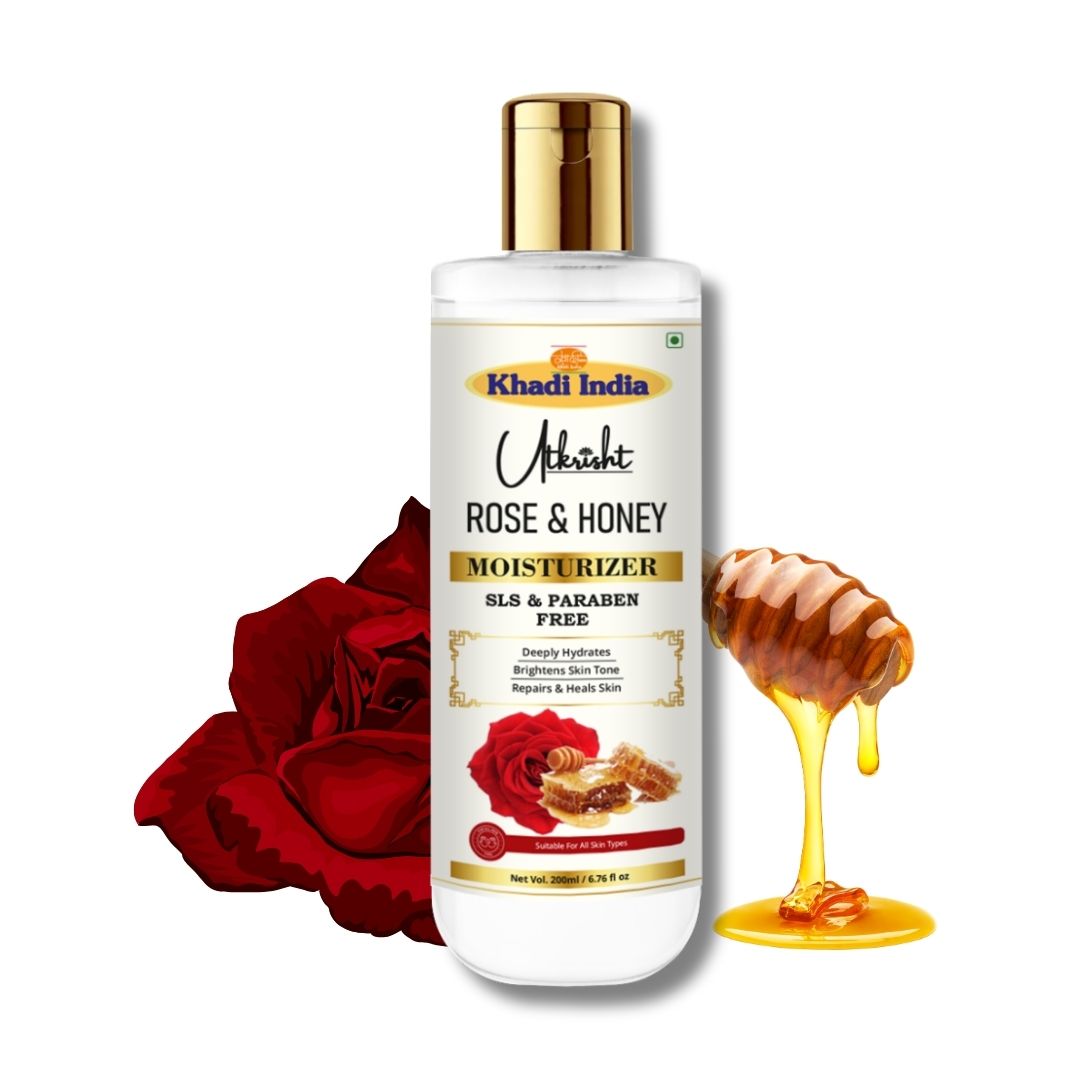 Utkrisht Khadi Pure Rose & Honey Moisturizer | Deep Hydrating, Nourishing & Soothing Face & Body Cream