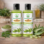 Bhudevam Naturals Khadi Neem & Aloe Vera Shampoo – Reduces Hair Fall & Adds Shine- 420ML (Pack of 2)