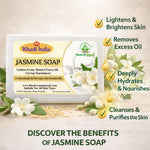 Bhudevam Naturals Khadi Jasmine Bath Soap for Moisturizing, Skin Nourishment & Long Lasting Fragrance - 500GM (Pack of 4)