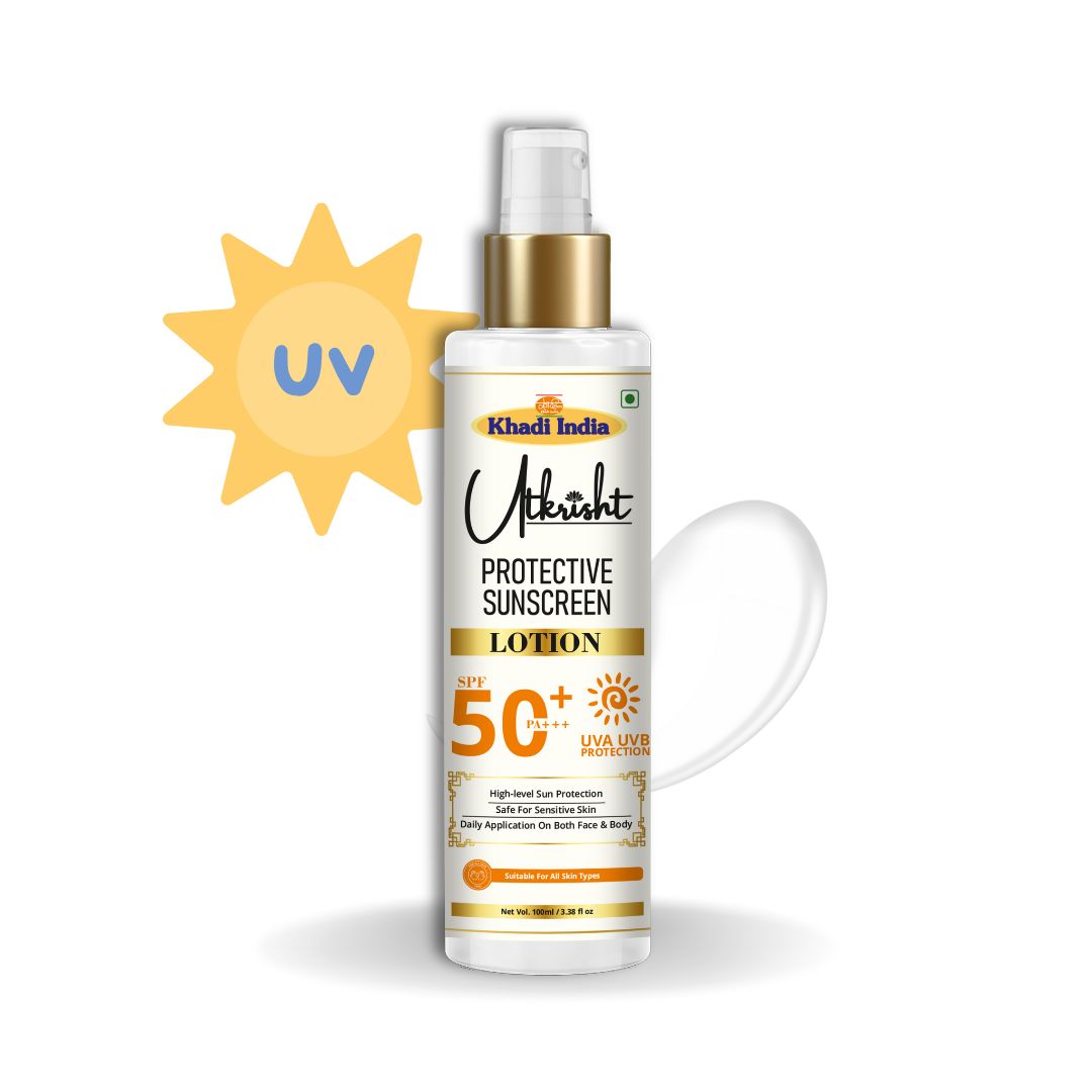 Khadi SPF 50 Sunscreen Lotion | Broad Spectrum UVA & UVB Sun Protection | Water-Resistant Sunblock for Face & Body | Helps Prevent Sun Tan & Sun Damage | 100 ml