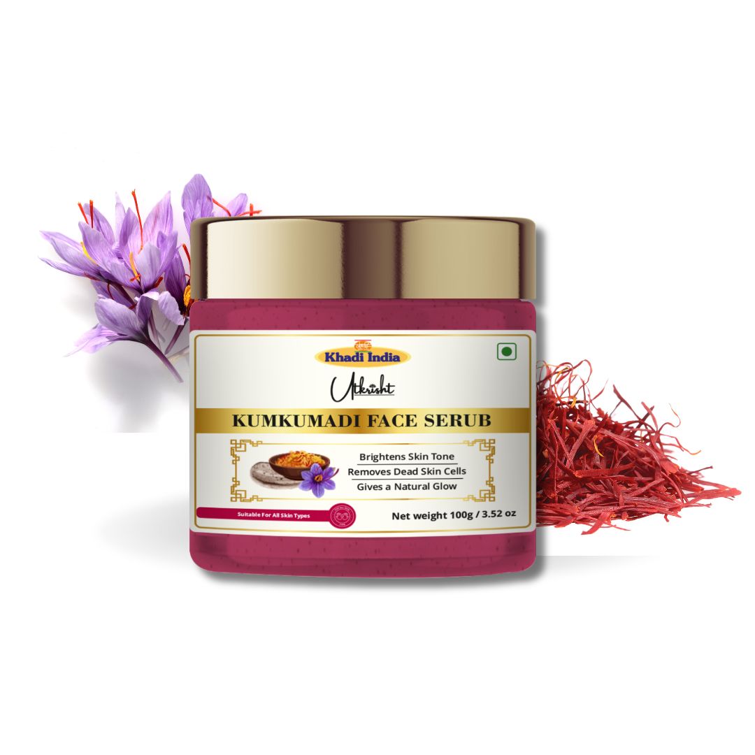 Khadi Kumkumadi Face Scrub | Ayurvedic Herbal Scrub with Saffron, Turmeric & Herbal Oils | Gentle Exfoliation for Dead Skin & Surface Impurities | Skin Brightening & Radiance Care | Helps Improve Skin Texture & Glow | For All Skin Types | 100 gm