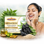 Bhudevam Naturals Khadi Neem & Activated Charcoal Soap – Herbal Handmade Bath Soap for Acne, Pimples, Blackheads Removal- 500GM (Pack of 4)