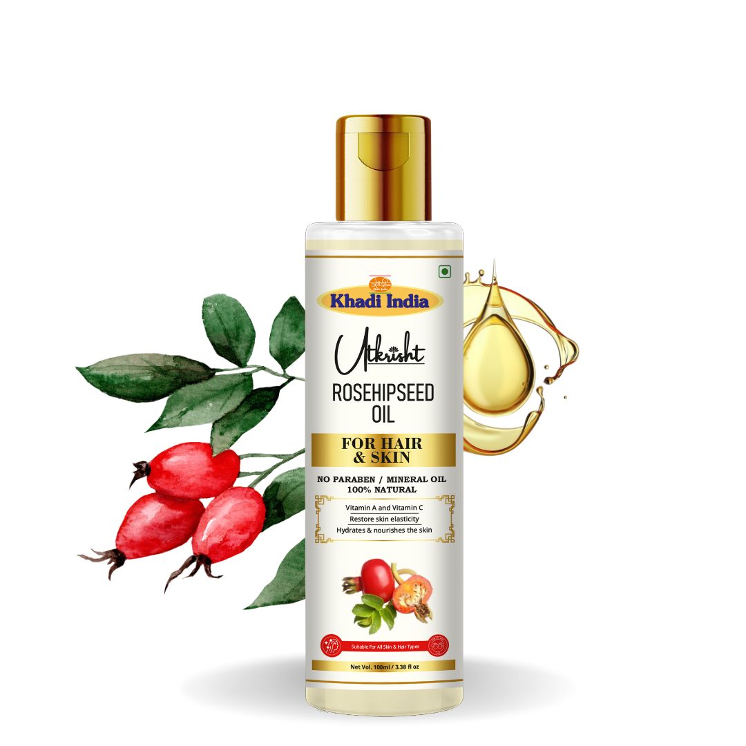 Utkrisht Khadi Pure Rosehip Oil | For Skin & Hair | Anti-Aging, Scar & Pigmentation Repair Oil