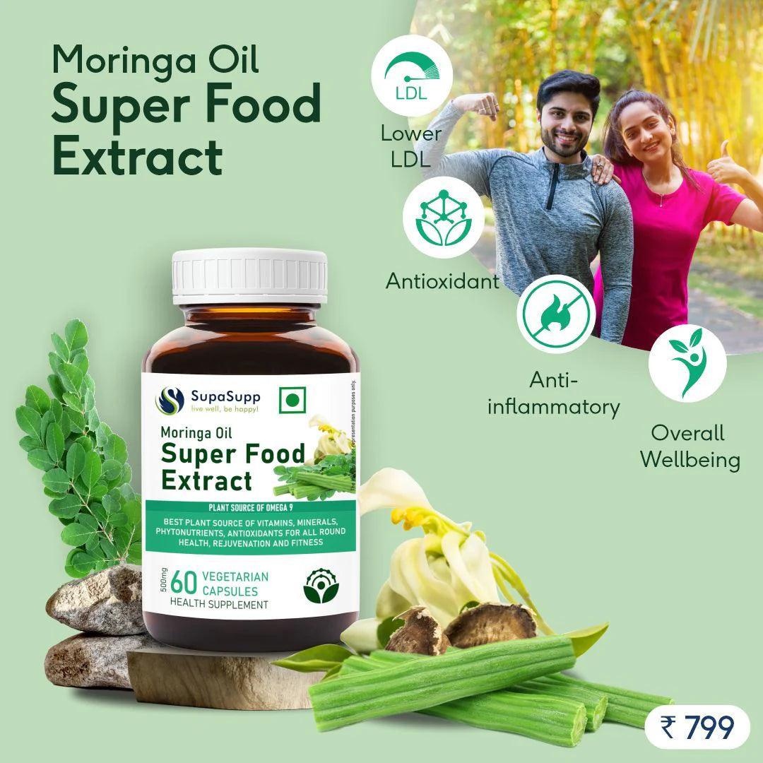 Sri Sri Tattva SupaSupp Moringa Oil Vegetarian Capsule Super Food Extract, for Rejuvenation Fitness, - 60 Capsules