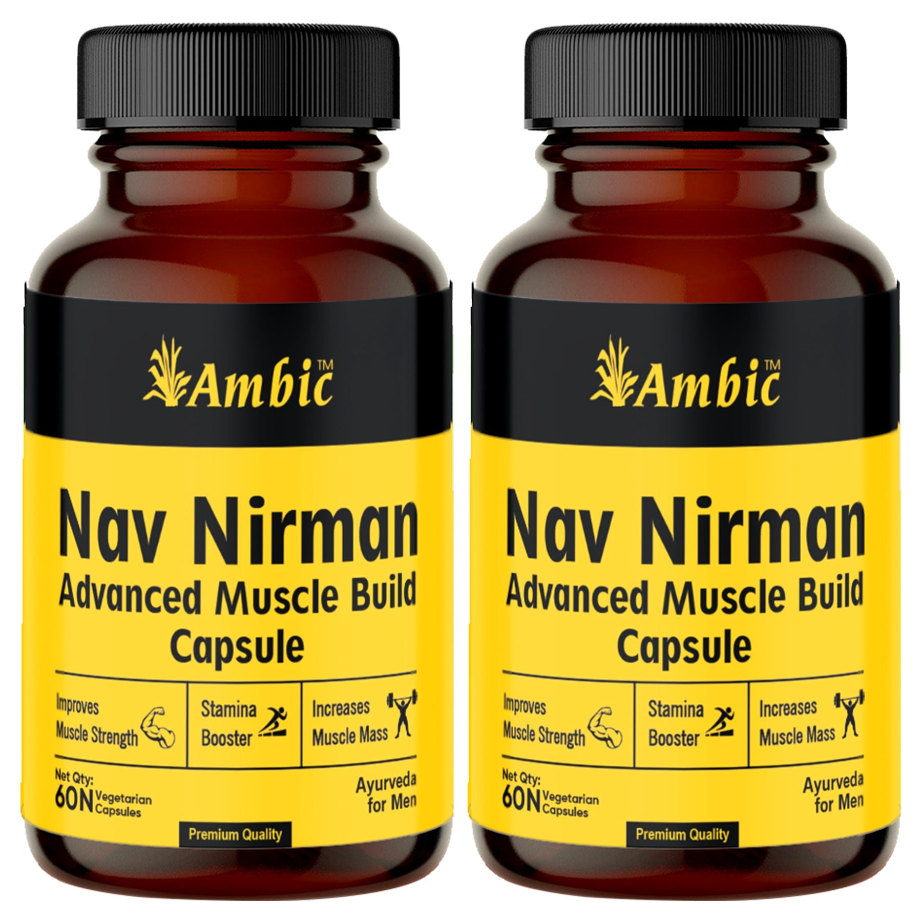 Ambic Nav Nirman Advanced Muscle Build Capsule for Natural Muscle Gain | Ayurvedic Weight Gain Capsules