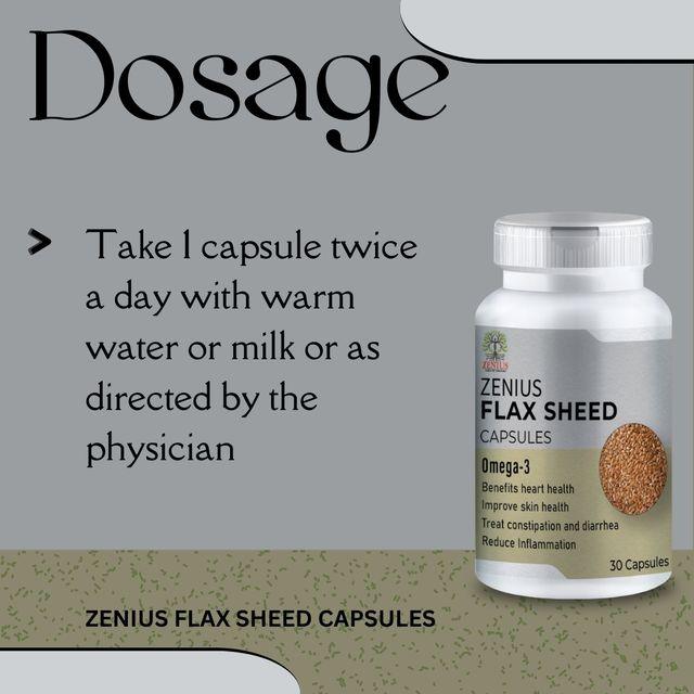 Zenius Flax Sheed Capsules - for Omega 3, Stress Relief, and Immunity - 30 Capsules