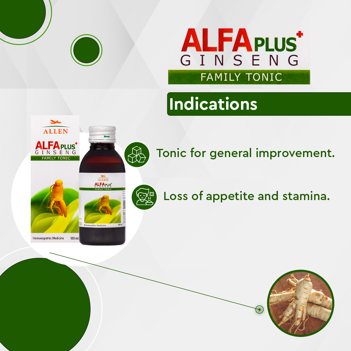 Allen Alfa Plus Ginseng Family Tonic - 200ml - Pack of 2