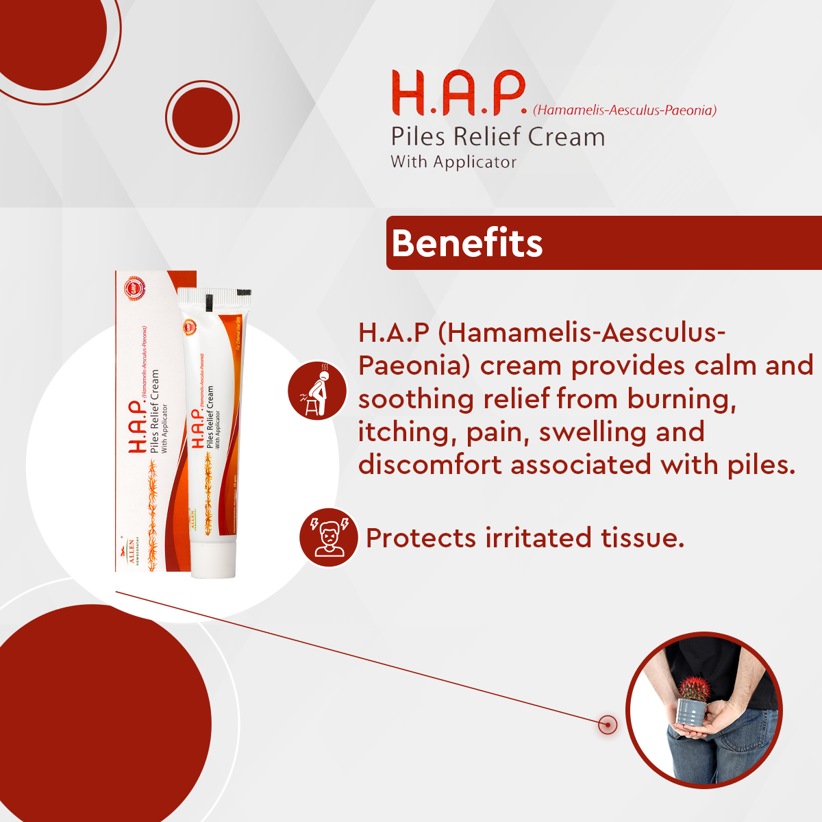 Allen H.A.P Haemorrhoid Relief Cream - 25gm - Pack of 2