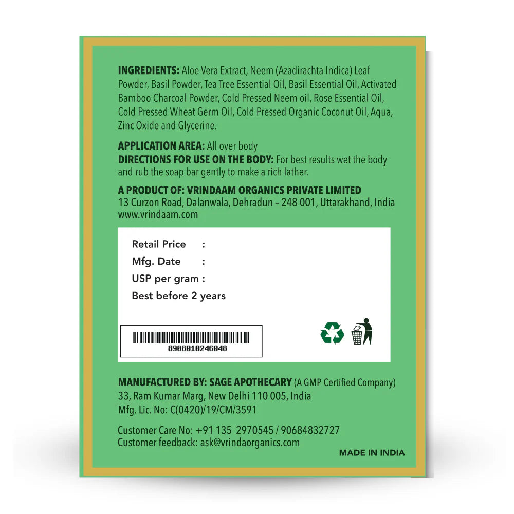 Vrindaam Varnya Tea Tree & Basil Soap