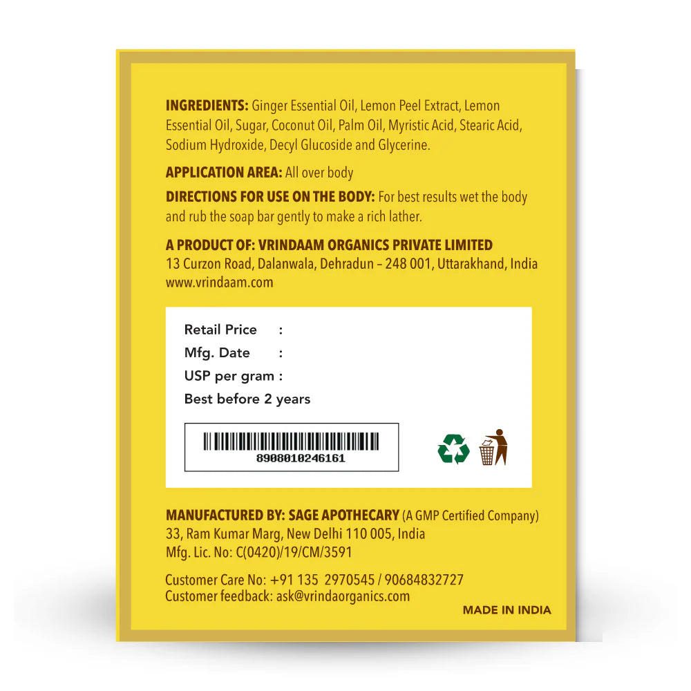 Vrindaam Varnya Ginger & Lime Soap