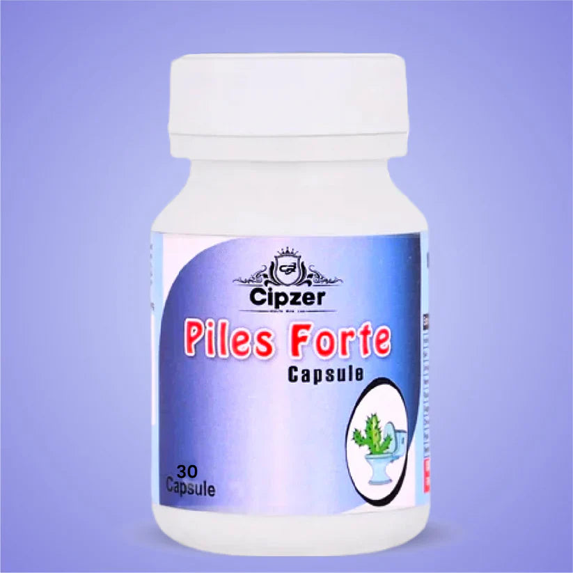 Cipzer Piles Forte Capsules - 30 Capsules | Herbal Relief from Piles, Bleeding, Pain, Swelling & Constipation