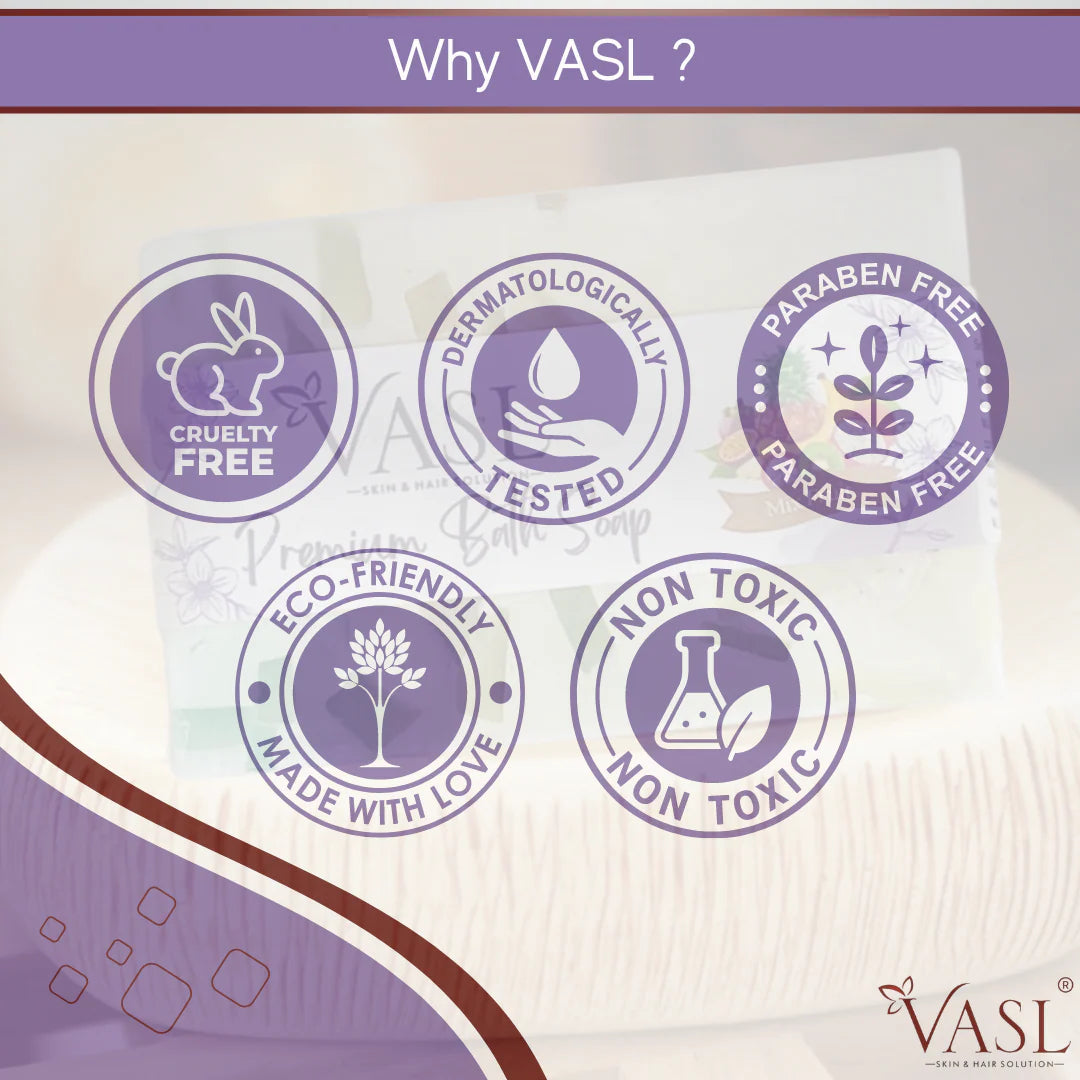 VASL Premium Mix Fruit Soap Pack of 3 - Natural Fruit Extract Bath Soap