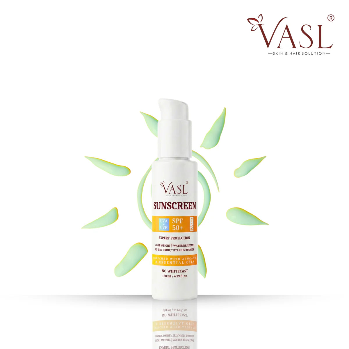 VASL Sunscreen SPF 50+ PA++++ - Broad Spectrum Daily UVA UVB Cream, 130ml