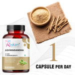 Raskam Ashwagandha Capsules - 60 Veg Capsules Boost Energy, Strength, Stamina | Helps Anxiety & Stress Relief For Men & Women