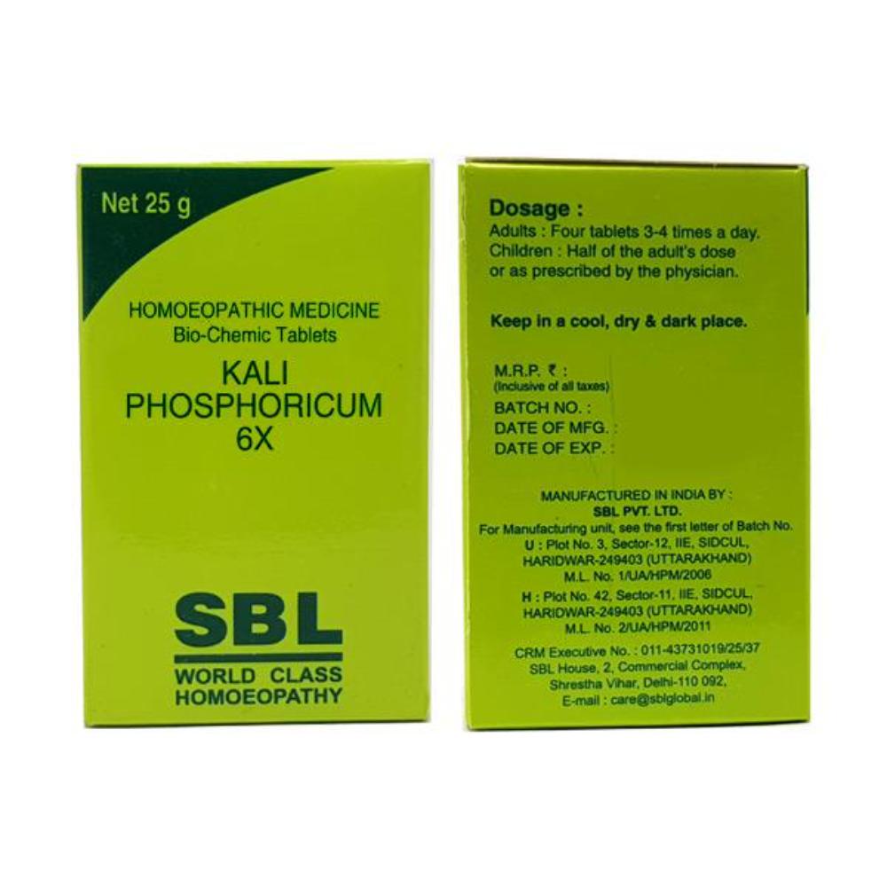 SBL Kali Phosphoricum Biochemic Tablet 6X - 25gm - Pack of 2