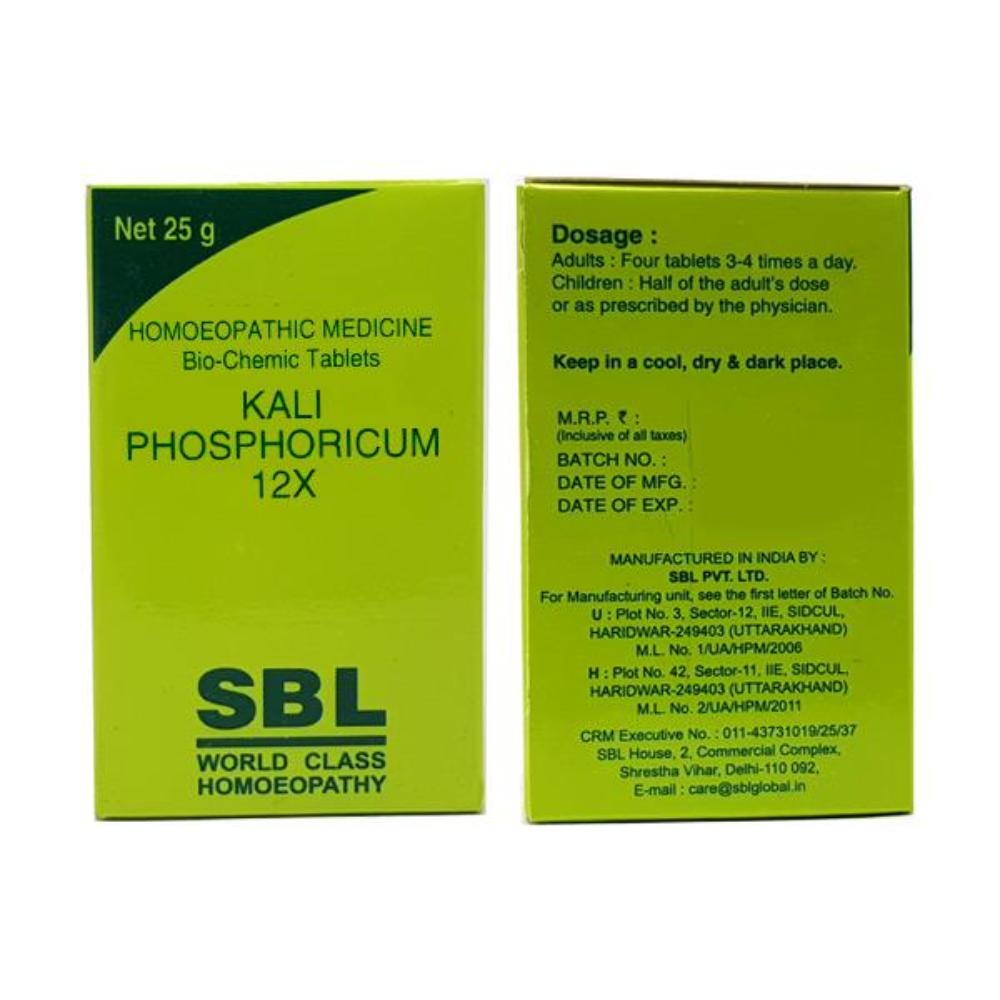 SBL Kali Phosphoricum Biochemic Tablet 12X - 25gm - Pack of 2