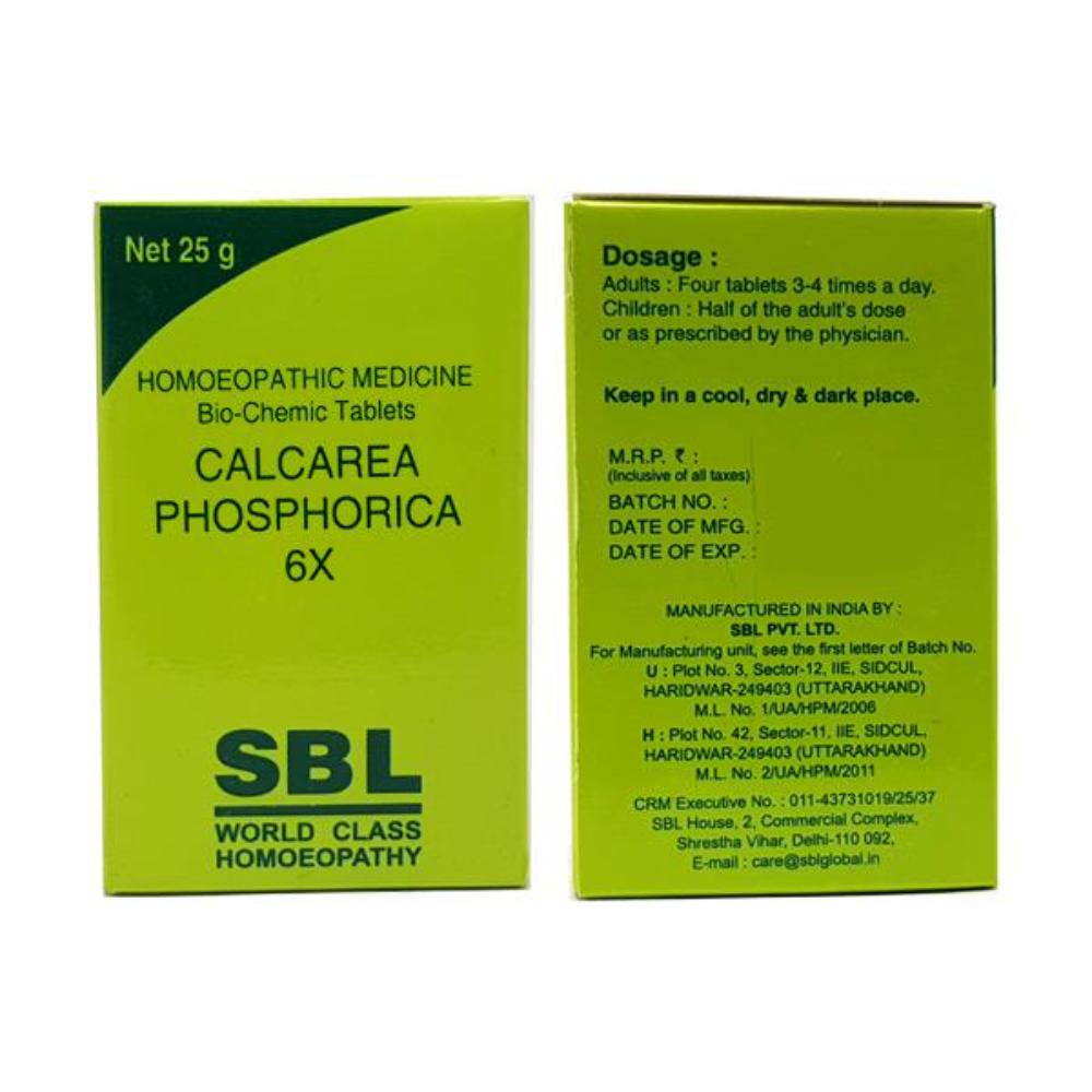 SBL Calcarea Phosphorica Biochemic Tablet 6X - 25gm - Pack of 2