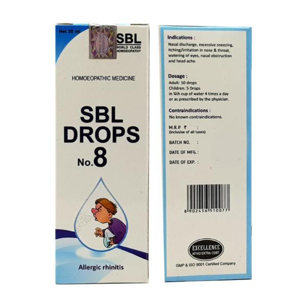 SBL Drops No. 8 ( For Allergic Rhinitis) - 30 ml - Pack of 3